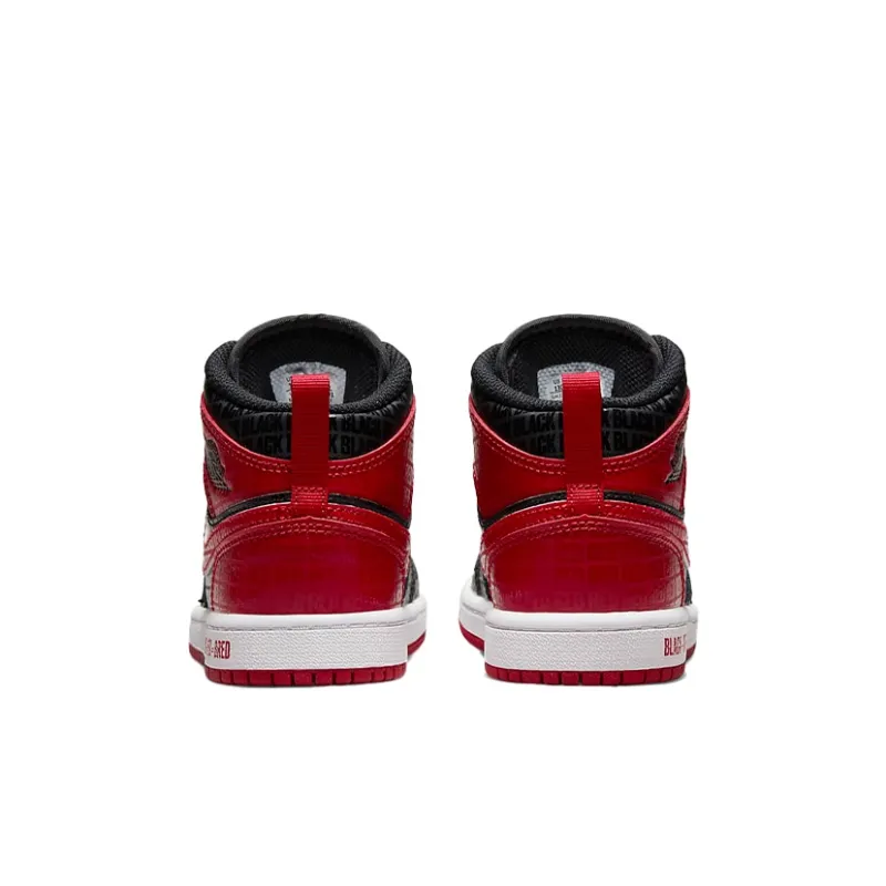 Jordan 1 Mid Black Red Bred PS-4