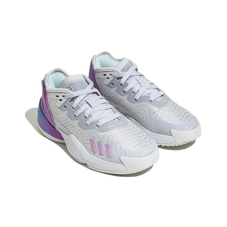 Adidas D.O.N. Issue #4 Mitchell 4 Low Top Children's Basketball Shoes Gray Purple Teenagers-2