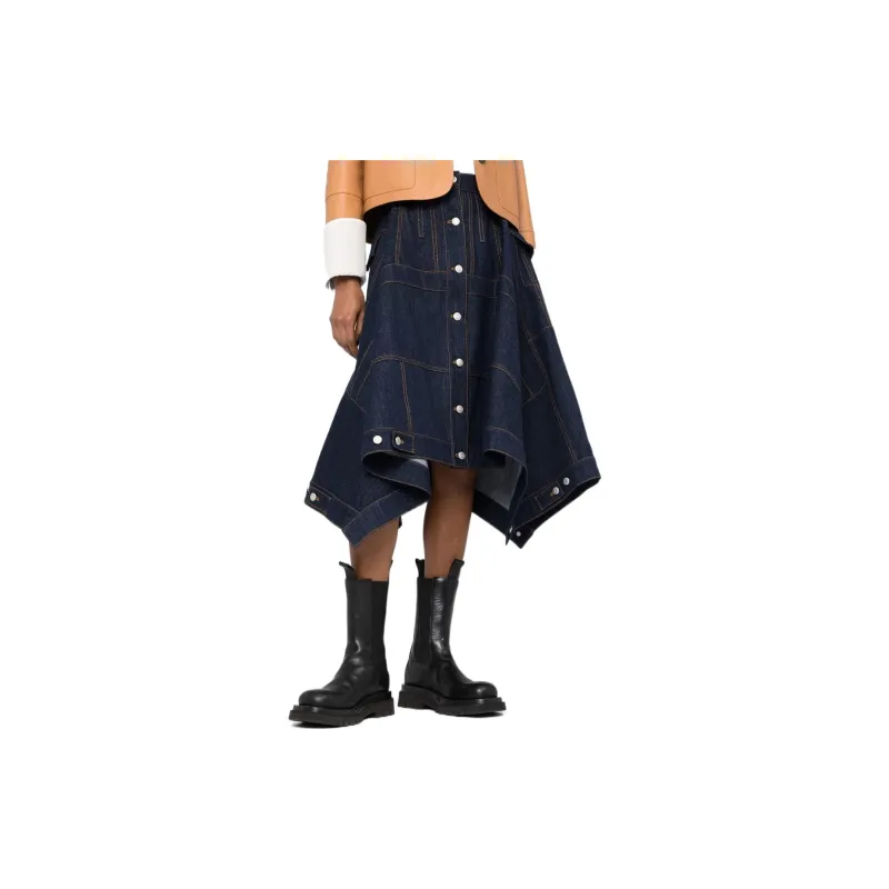 Alexander McQueen Denim Long Skirts Women's Blue-1