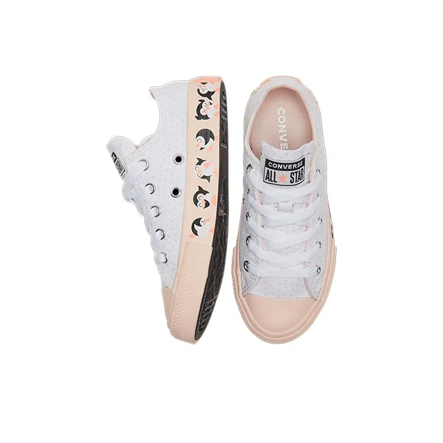 Converse Chuck Taylor All Star Anti Slip Wear Resistant Low Top Kids Canvas Shoes White Pink Teenagers-3