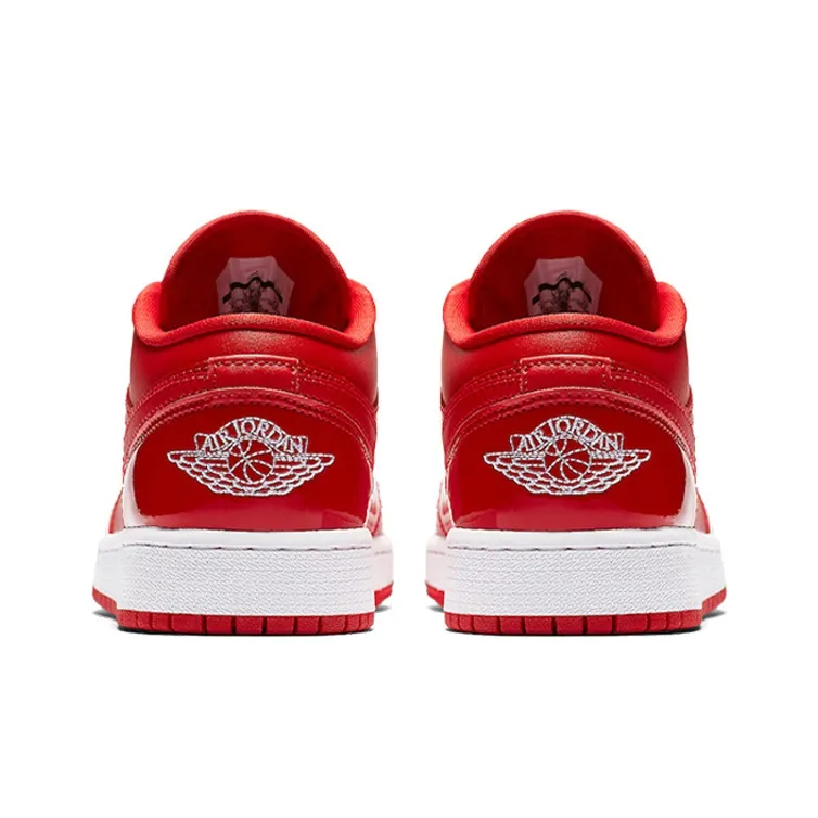 Jordan Air Jordan 1 Wear Resistant Low Top Children's Basketball Shoes University Red White Teenagers-4