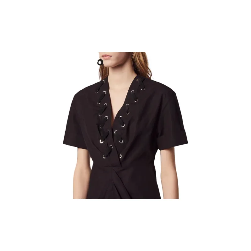 Sandro Short Sleeved Dress Women's Black-2