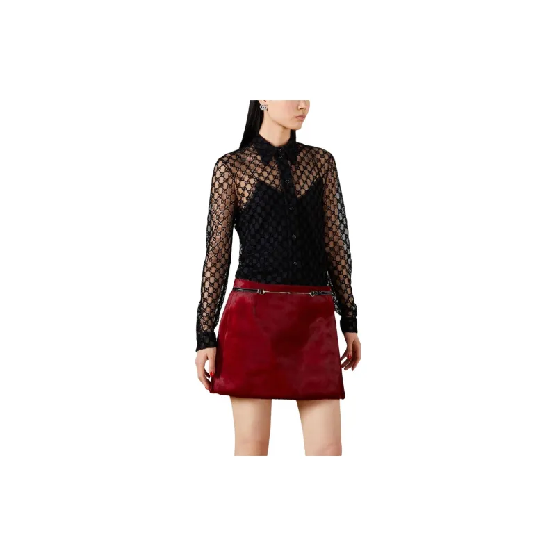 GUCCI GG-flocked Tulle Shirt-1