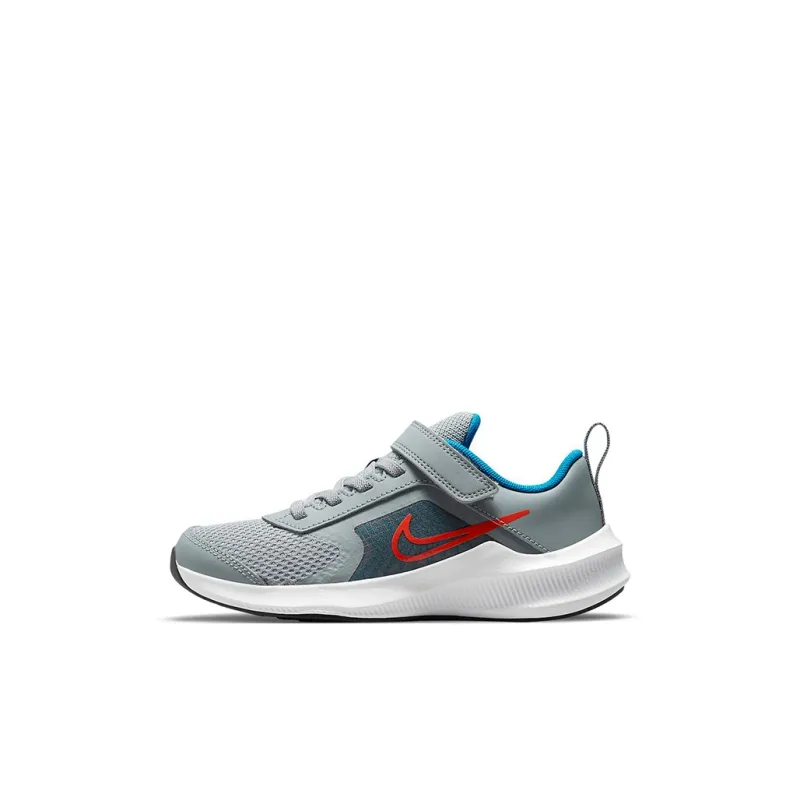 Nike Downshifter 11 Breathable Lightweight Low-Top Kids' Running Shoes Gray Blue Red Children Aged 3-7 Years Old-0