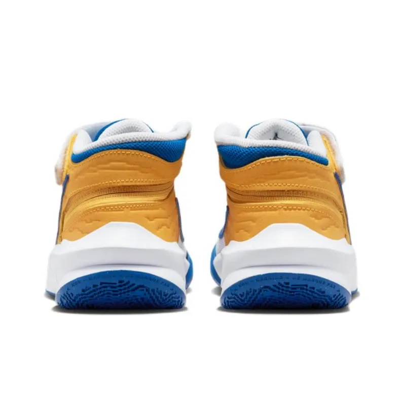 Nike Team Hustle D 10 Flyease Breathable Support Mid Top Children's Basketball Shoes White Blue Unisex-4