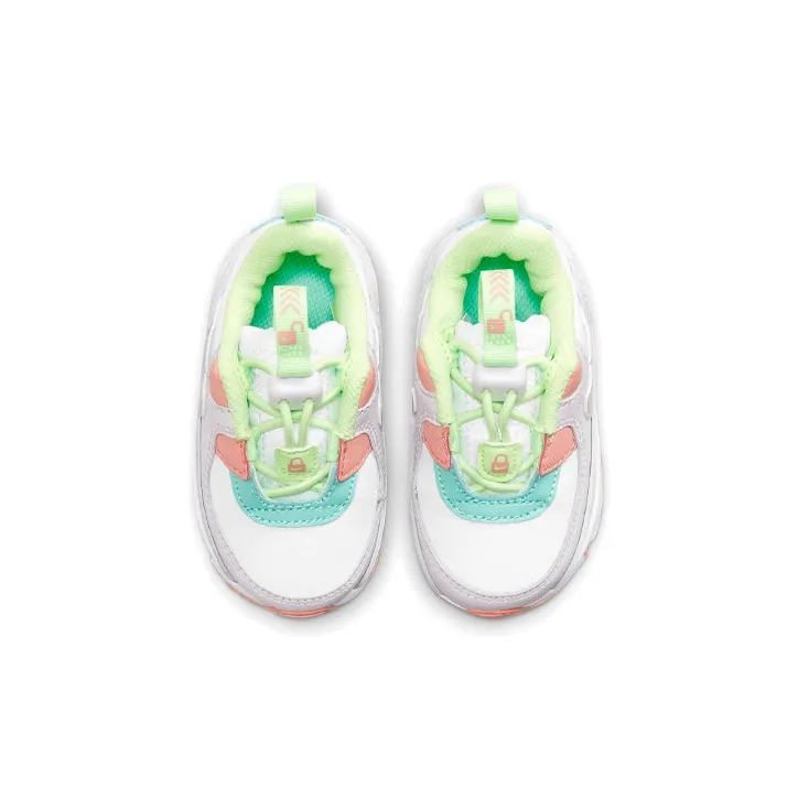 Nike Air Max 90 Toggle Abrasion Resistant Low Top Toddler Shoes White Green Orange Infant And Toddler-3