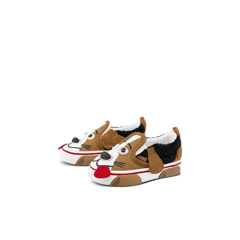 Vans Slip on Series V Anti Slip Wear Resistant Low Top Skateboard Shoes Brown Infant And Toddler-1