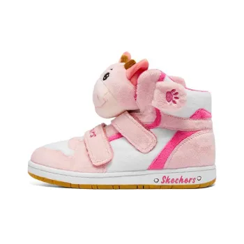 Skechers Sugarcanes Anti Slip And Wear Resistant Warm High Top Kids' Skateboarding Shoes White Pink Teenagers