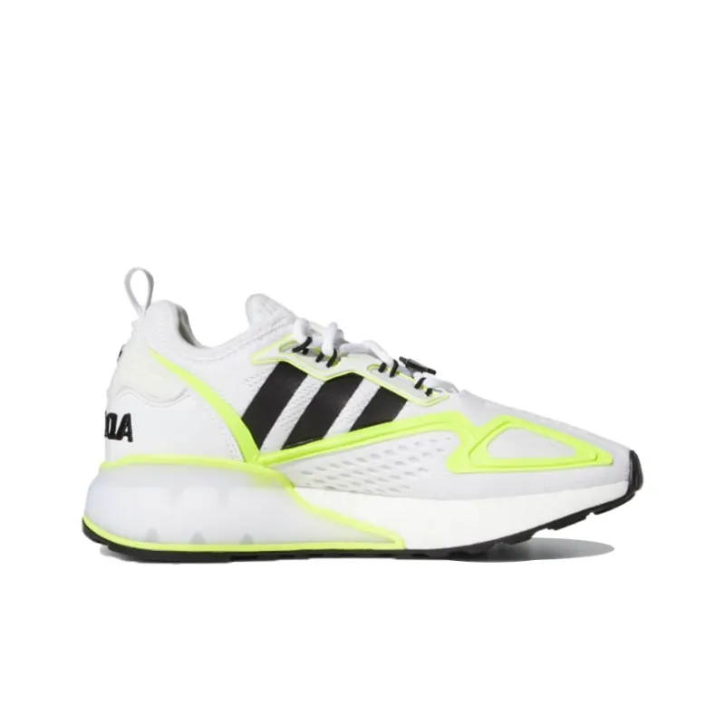 Adidas Originals ZX 2K Boost J Abrasion Resistant Kids Lifestyle Shoes White Yellow Teenagers-1