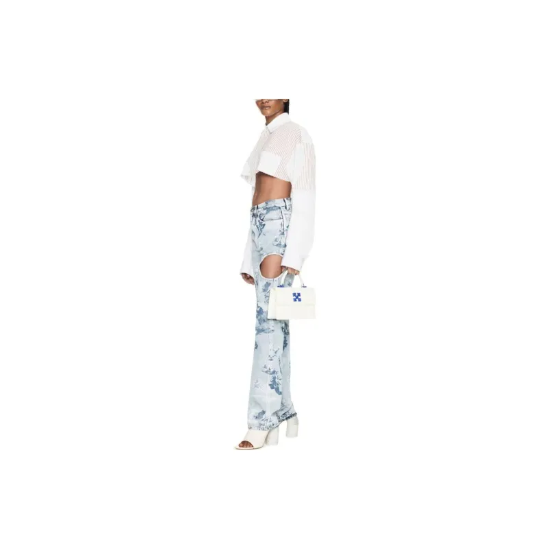 OFF-WHITE Striped Long-Sleeved Cropped Shirt-3