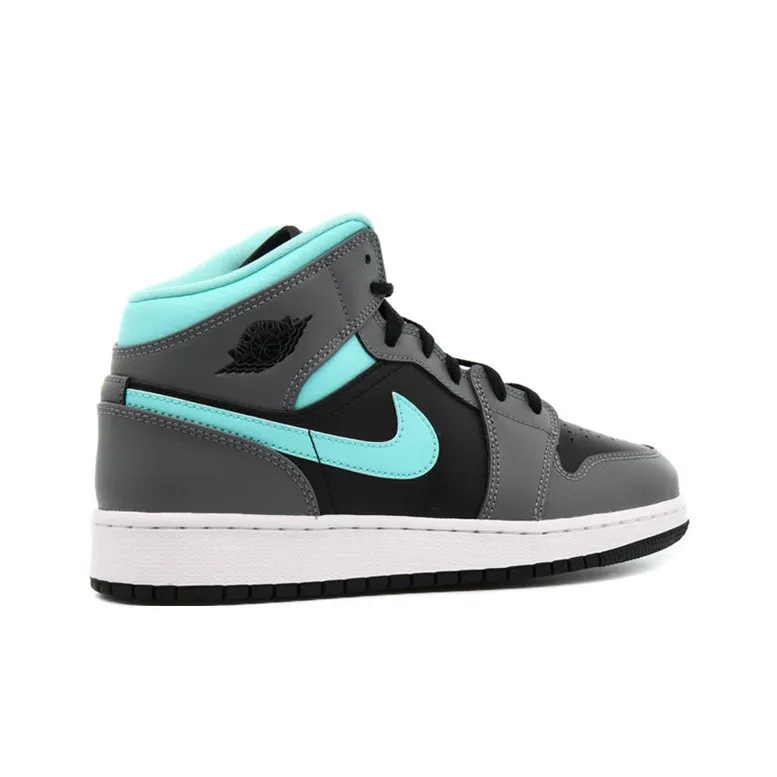 Jordan 1 Mid GS Grey Aqua-3