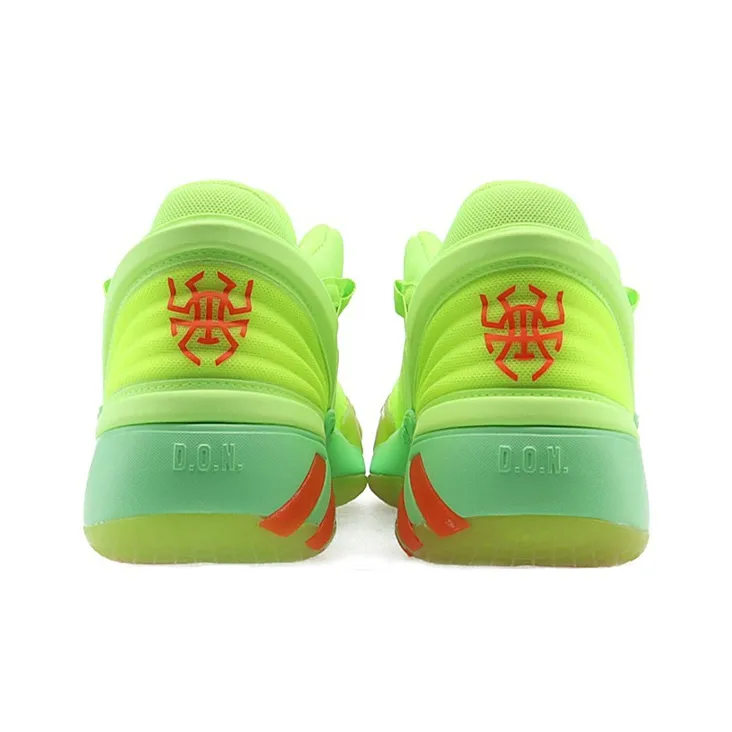Adidas D.O.N. Issue #2 Slip Resistant Mid Top Children's Basketball Shoes Green Orange Teenagers-4