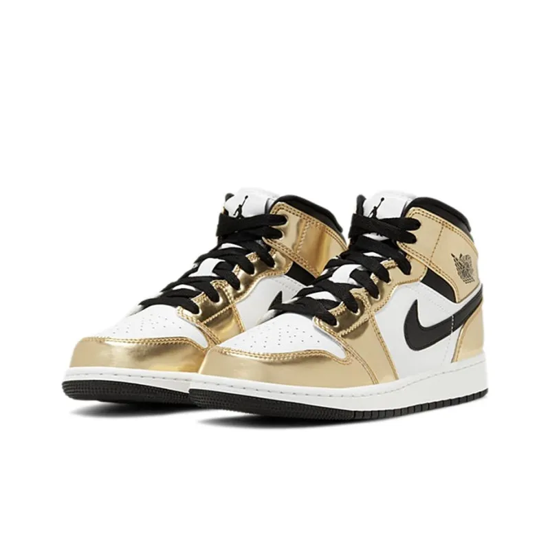 Jordan 1 Mid Metallic Gold Black White GS-2
