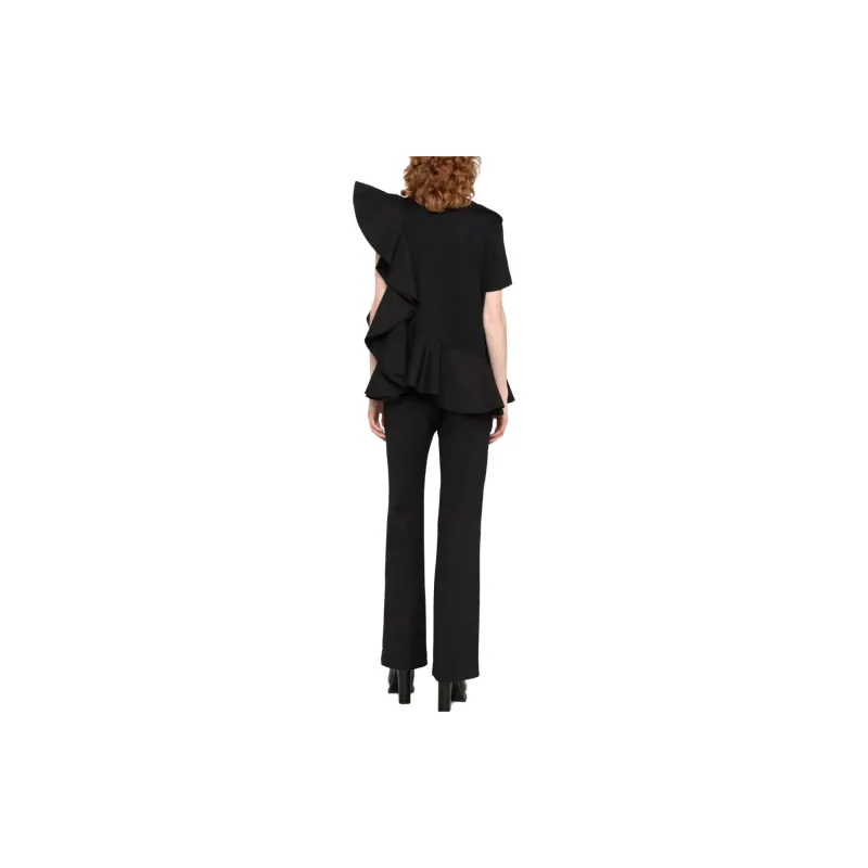 Alexander McQueen Asymmetric Ruffled Crewneck Top-2