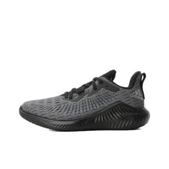 Adidas AlphaBounce +J Slip Resistant Low Top Running Shoes Gray Black Teenagers