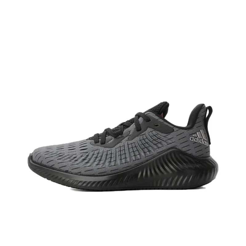 Adidas AlphaBounce +J Slip Resistant Low Top Running Shoes Gray Black Teenagers-0