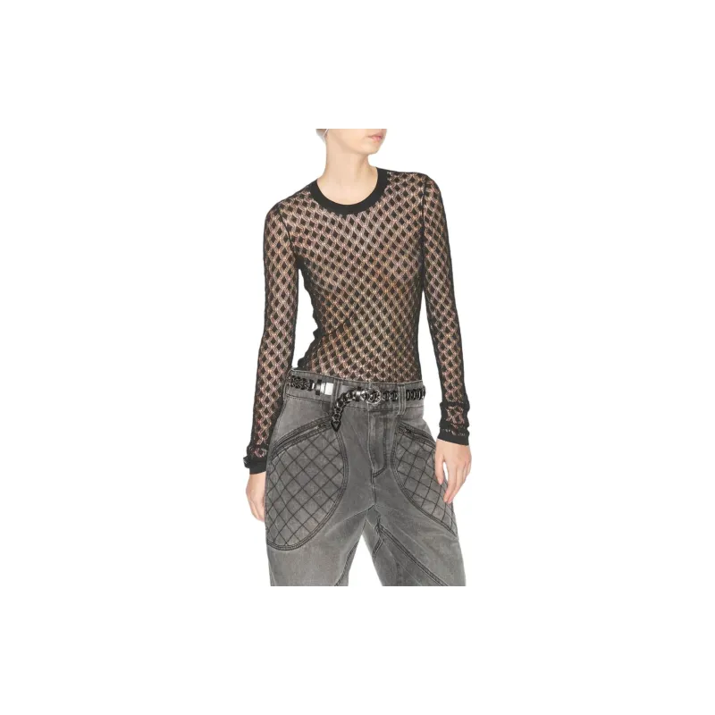 ISABEL MARANT Zavia Semi Sheer Crewneck Knitted Top-1