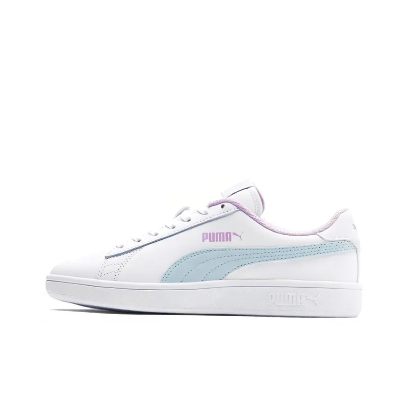 PUMA Smash Jr Wear-resistant And Lightweight Low-Top Kids' Skateboarding Shoes White Green Pink Teenagers-0