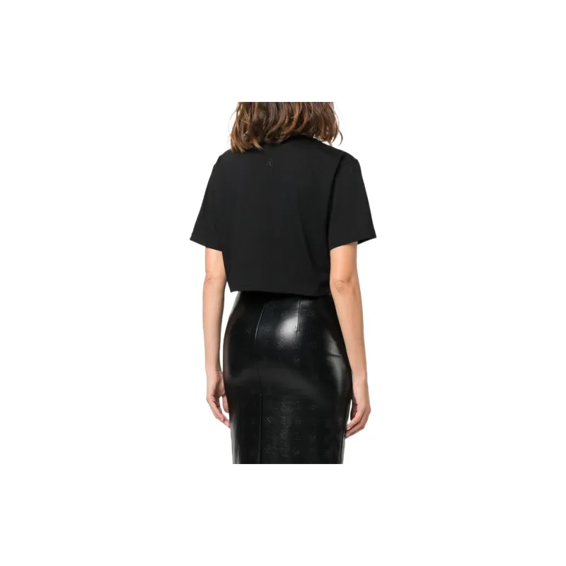 Lanvin Paris Embroidered Cropped Tee 'Black'-2
