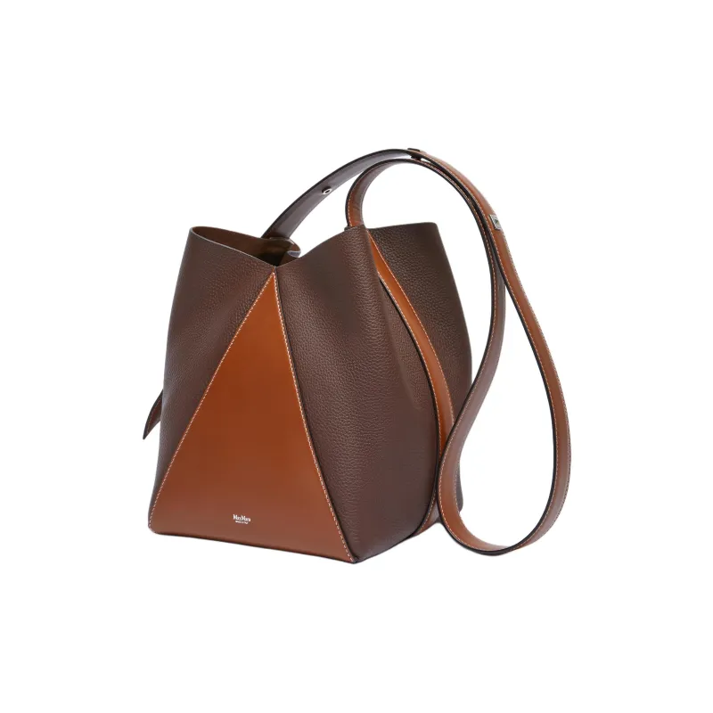 MaxMara Deer-Print Calfskin Bucket Bags Shoulder Bag Crossbody Bag Medium Size Women's Cocoa-1