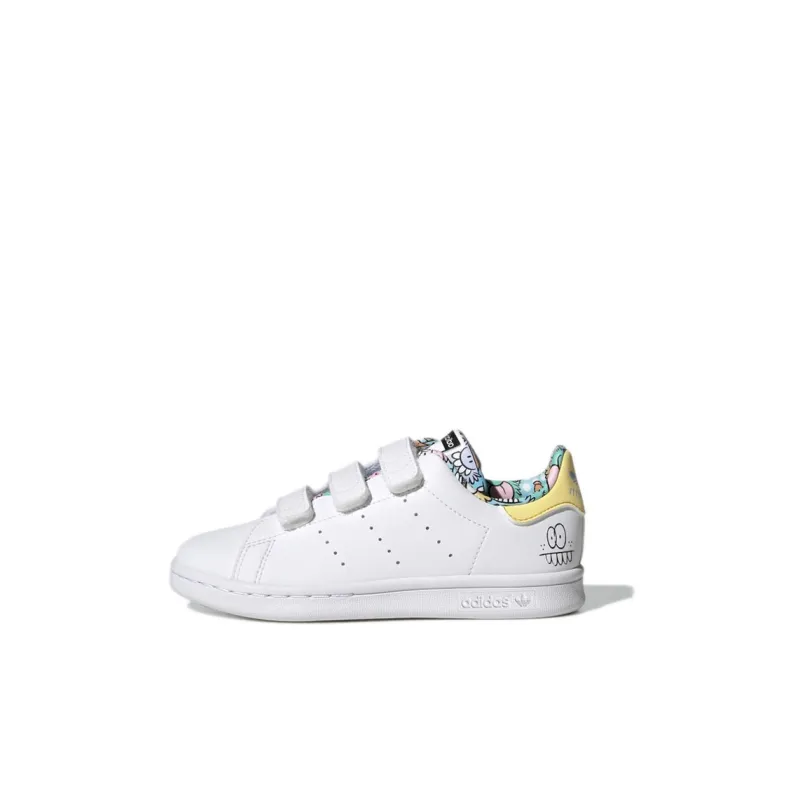 Adidas Originals STAN SMITH Collection Low Top Kids' Skateboarding Shoes White Yellow Children Aged 3 7 Years Old-0