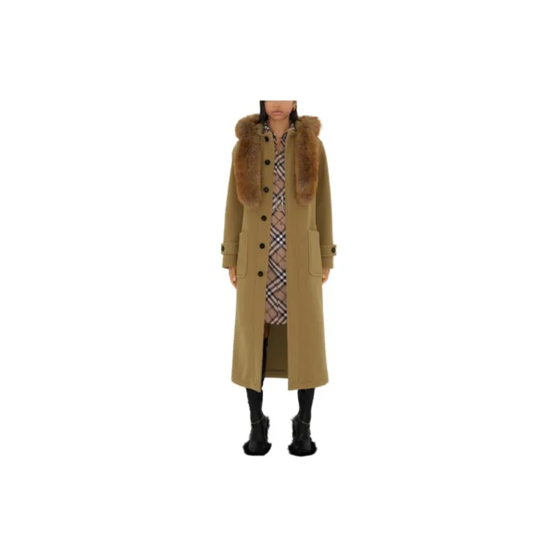 Burberry Faux-Fur Trim Long Sleeved Duffle Coat-2