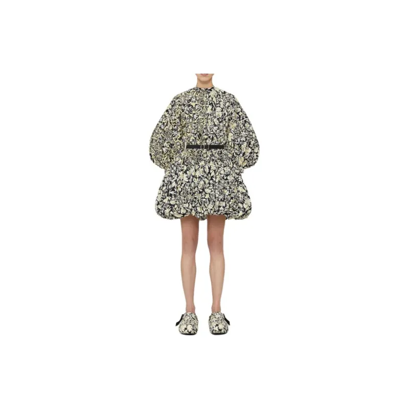 JIL SANDER Floral Print Belted Waisted Mini Dress-1