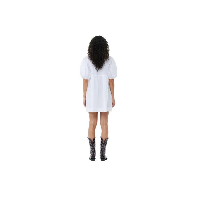 GANNI Cotton Poplin Tie String Mini Dress-2
