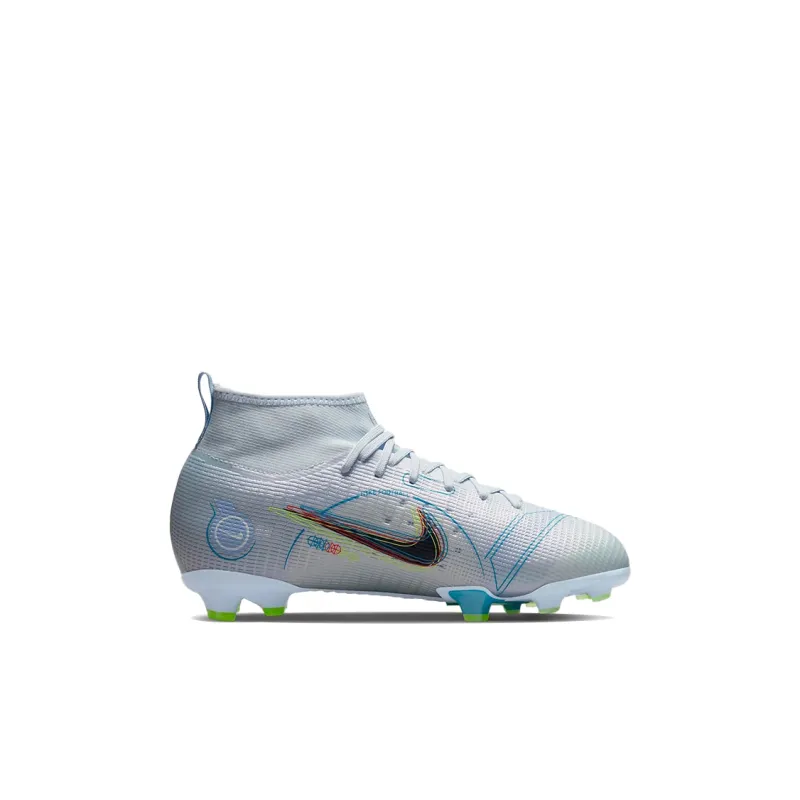 Nike Mercurial Superfly 8 Slip Resistant Cushioning Wear Resistant Lightweight Mid Top Kids' Soccer Shoes Gray Kids'-1