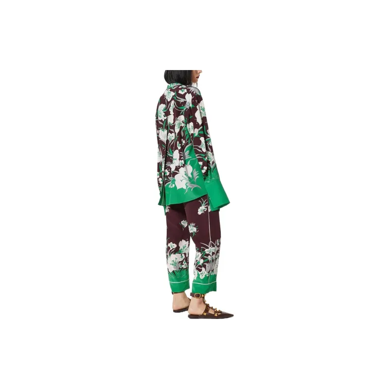 Valentino Plants & Flowers Shirts Women's Green-3