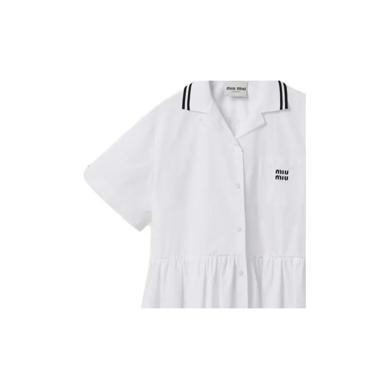 MIU MIU Logo print Poplin Minidress-5