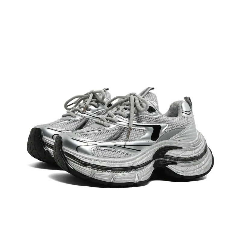 HUANQIU Height Increasing Wear Resistant Slip Resistant Low Top Chunky Sneakers Women's-2