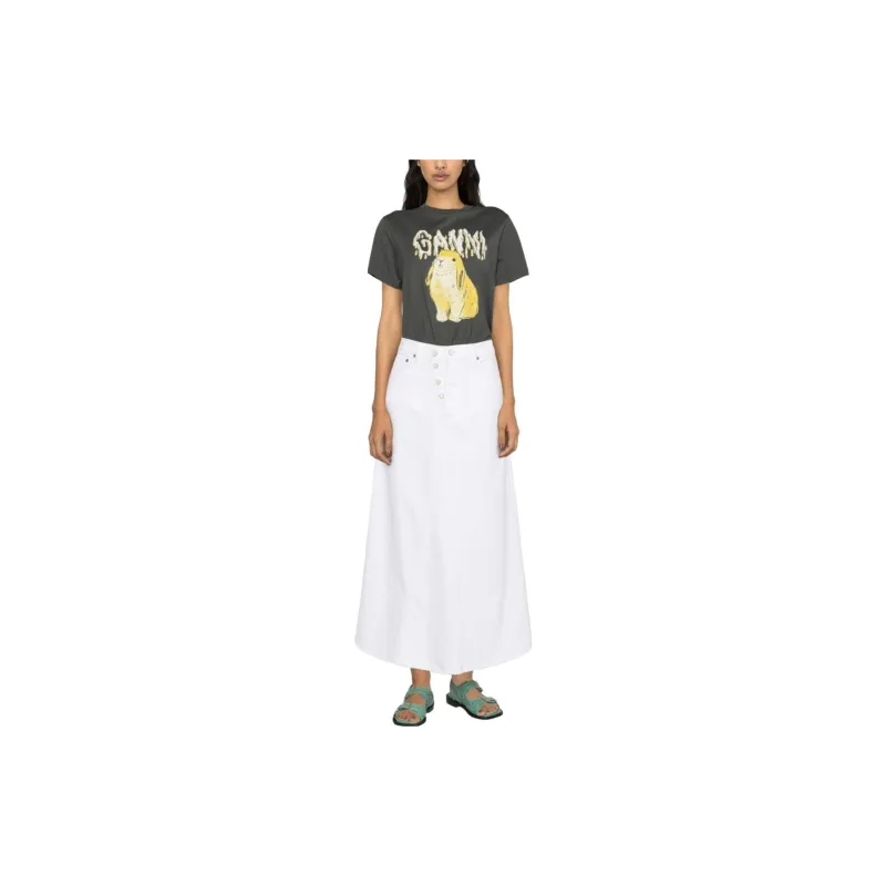 GANNI Double fly Denim Maxi Skirt-1