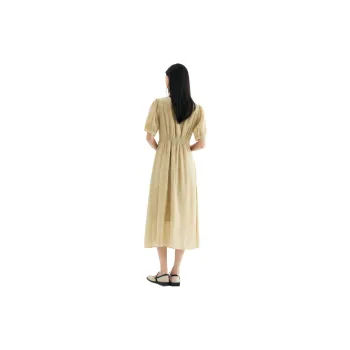 Fragment Short Sleeved Dress Women's Mustard Green