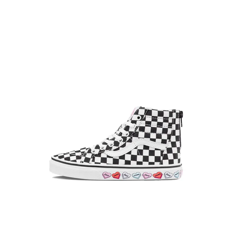 Vans SK8 Anti-Slip And Wear-Resistant Lightweight High-Top Skateboard Shoes Black White Children Aged 3-7 Years Old-0
