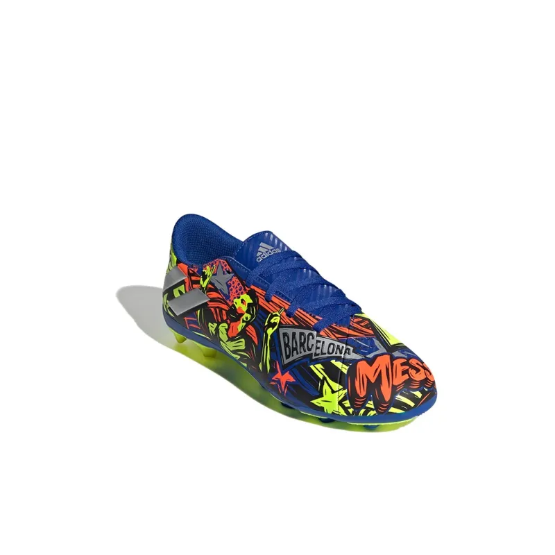 Adidas Messi Messi 19.4 Fxg Slip Resistant Low Top Soccer Shoes Blue Red Yellow Kids'-2