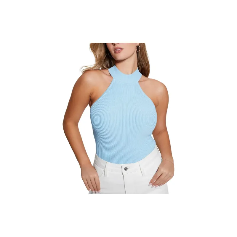 GUESS Eco Shayna Mock Neck Top Tank Tops Women's Blue-3