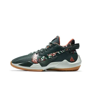 Nike Freak 2 GS Slip Resistant Cushioning Abrasion Resistant Low Top Children's Basketball Shoes Green White Teenagers