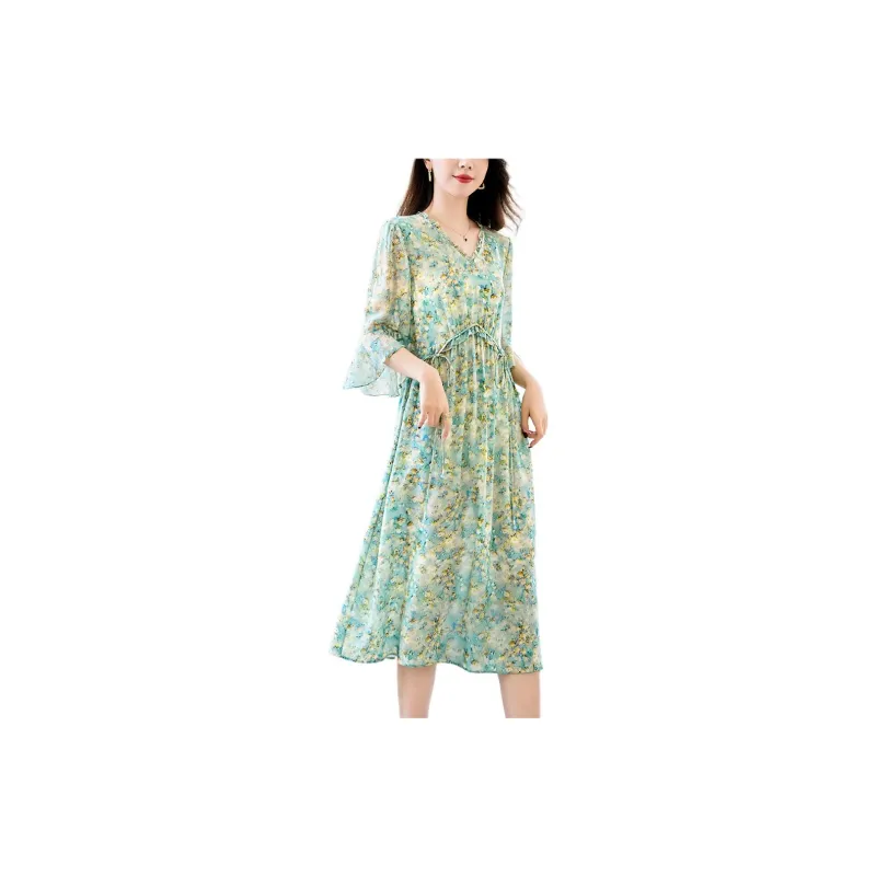 To The West Short Sleeved Dresses Women's Green-1