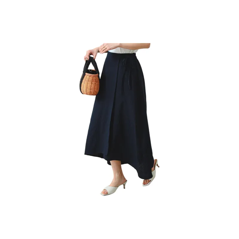 Beams Casual Long Skirts Women's Marine Blue-7