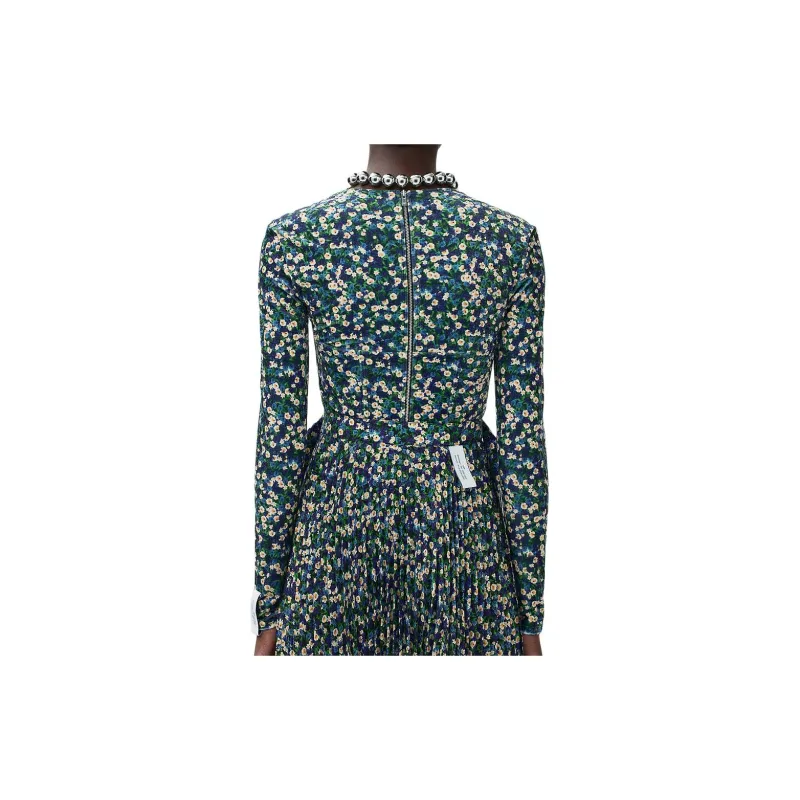 Rokh H&M Corset Style Velour Top Bright Blue/Floral-3