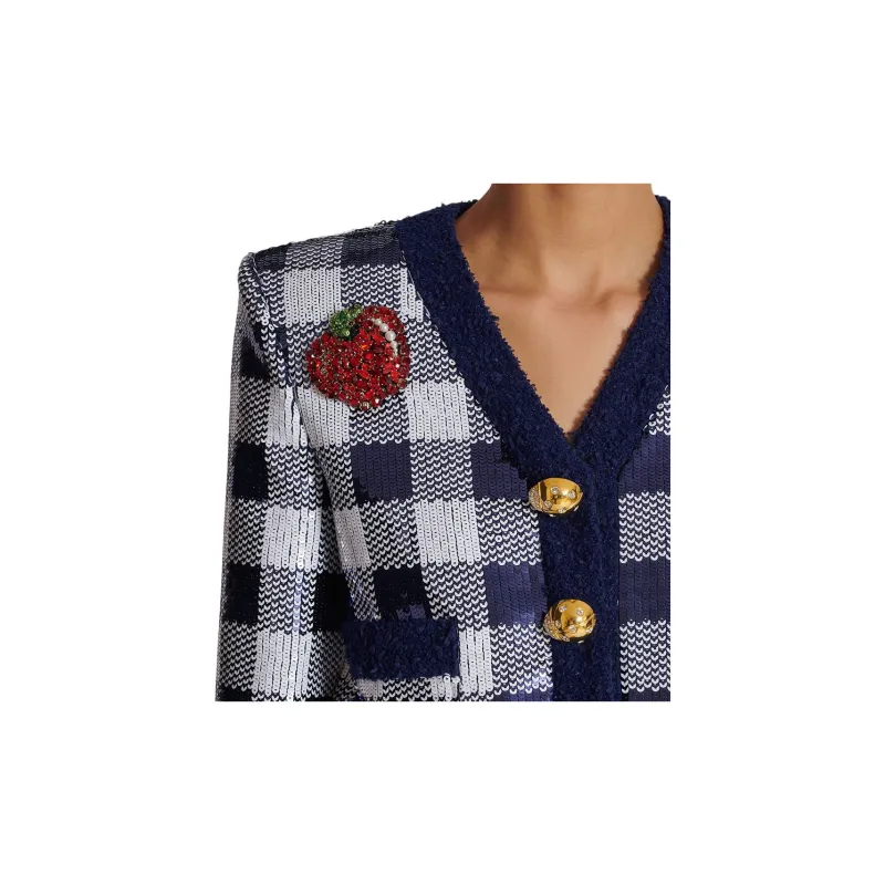 BALMAIN Sequined Cropped Knit Jacket-5