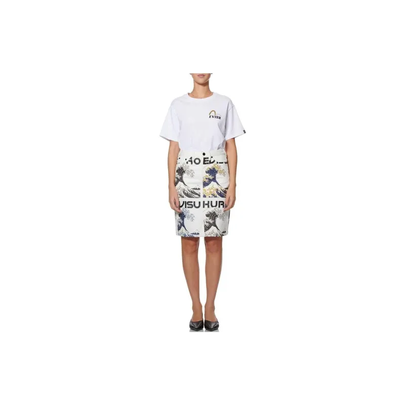 EVISU Denim Short Skirts Women's White-3