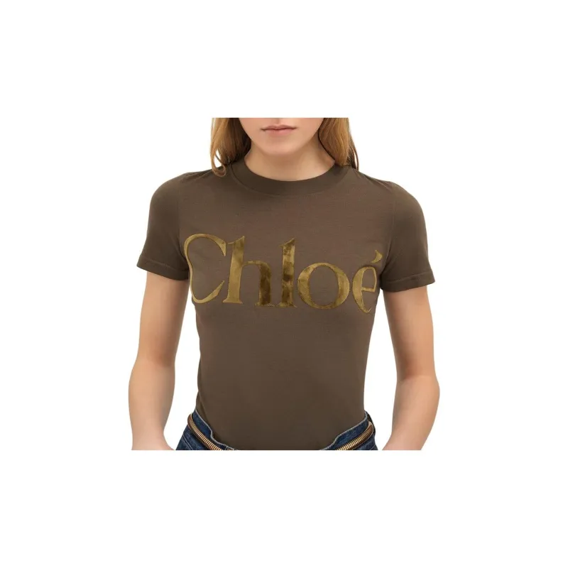 Chloé Velvet Logo Crewneck T Shirt-4