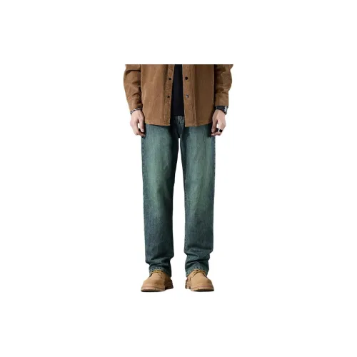 Tonlion Jeans Men Green Water Ghost