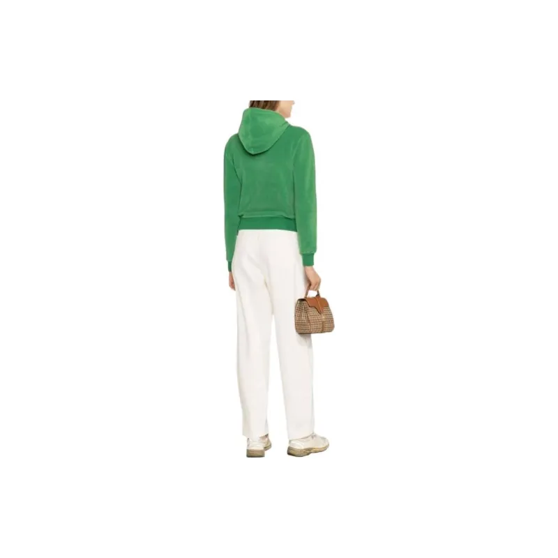 SPORTY & RICH Logo embroidered Fleece Hoodie-2