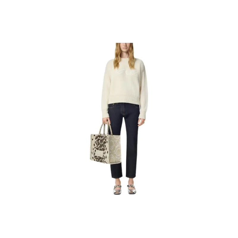 VERSACE Logo Embroidered Knitted Jumper-1