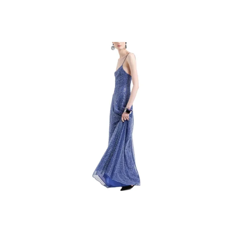 EMPORIO ARMANI Sequin Embellished Spaghetti Straps Maxi Dress-3