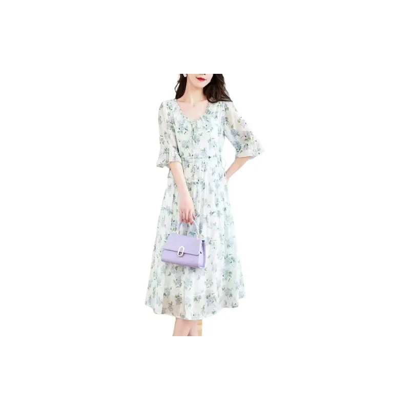 Yi Mengyuan Short Sleeved Dresses Women's Green-1