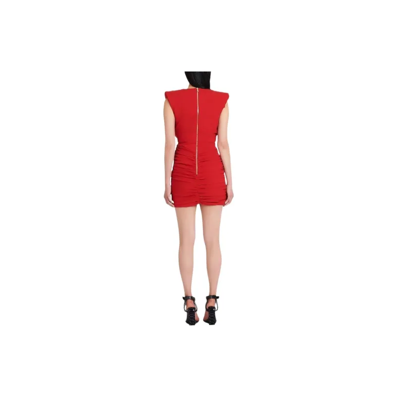 BALMAIN Sleeveless Dresses Women's Red-3